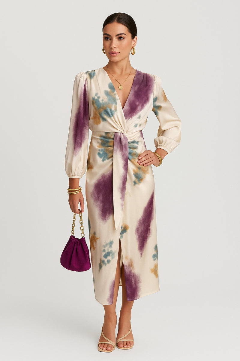 Solanya – Elegant Summer Dress with V-Neck and Subtle Pastel Colors