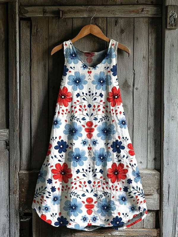 Vintage Loose Floral Tank Dress