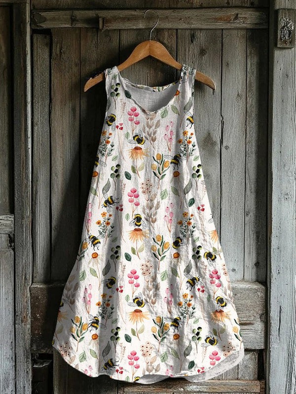 Cute Bumblebee Print Tank Dress