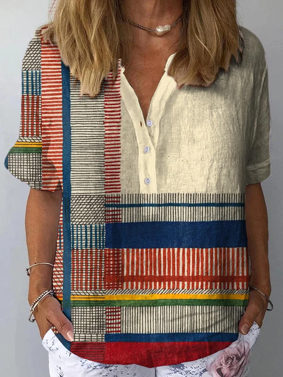 Jaira | Abstract Cotton-Linen Shirt