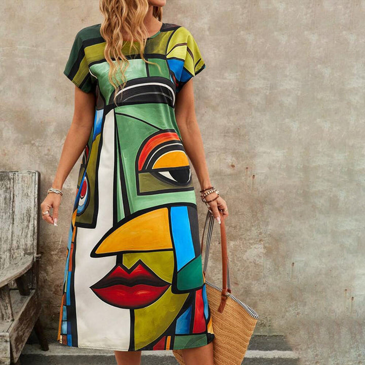 Lorena - Casual Dress with Abstract Print
