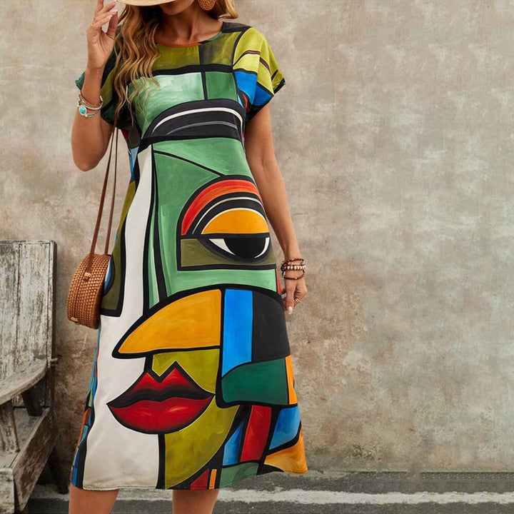 Lorena - Casual Dress with Abstract Print