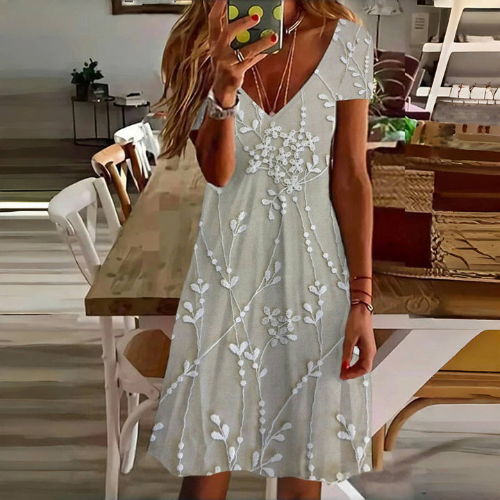 Tessa - Vintage Leaf Print Dress