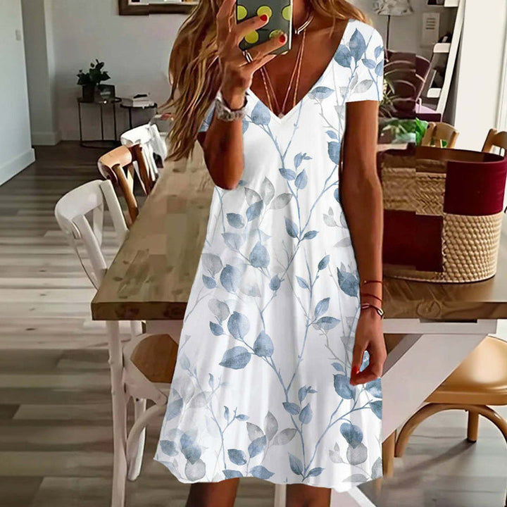 Grace - Casual Leaf Print Dress