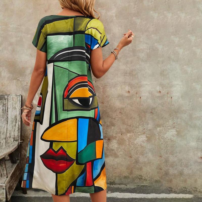 Lorena - Casual Dress with Abstract Print