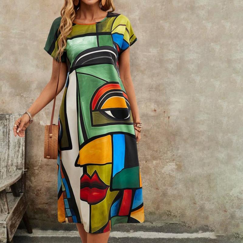 Lorena - Casual Dress with Abstract Print