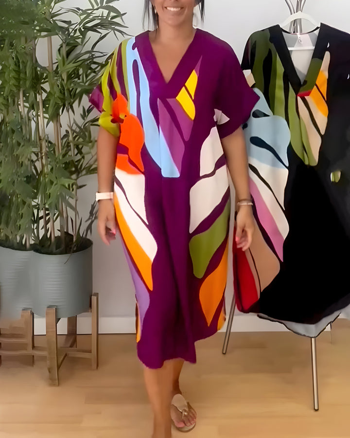 Nerissa™ – Casual Dress with Colorful Leaf Print for a Fresh and Natural Style