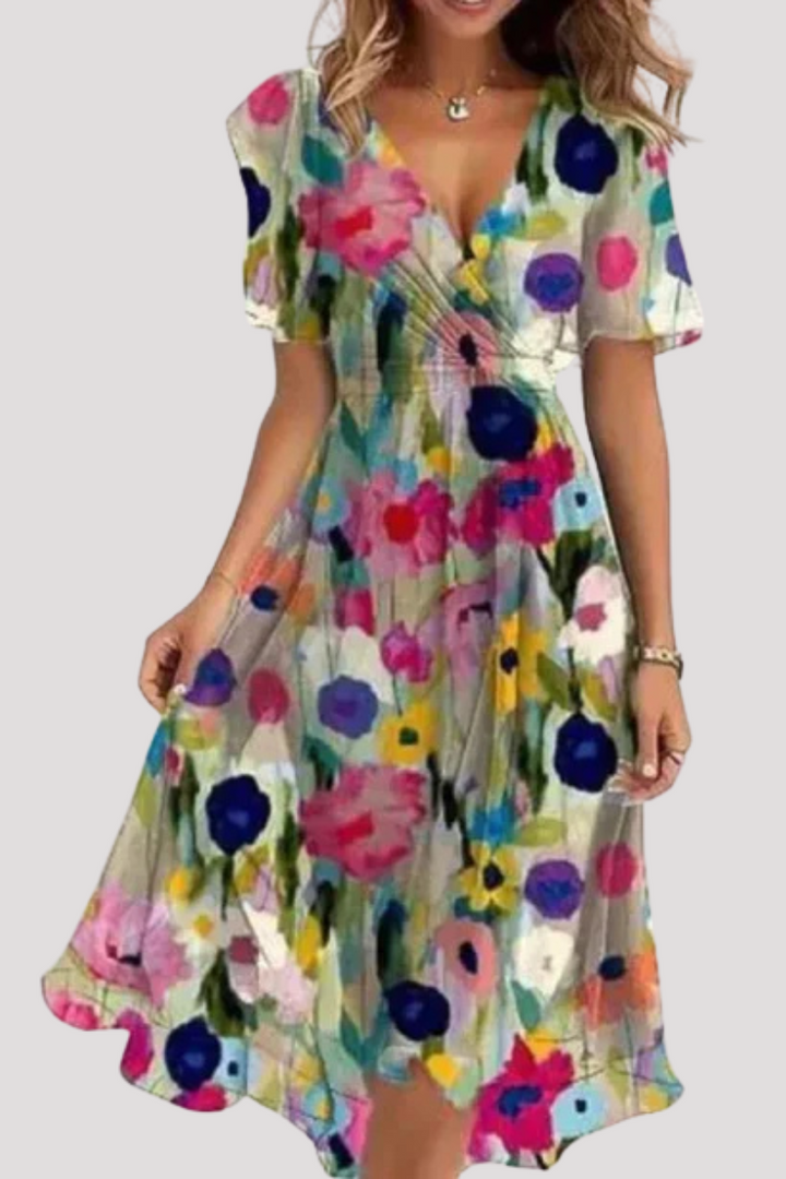 Nadia – Light Chiffon Dress with Floral Pattern