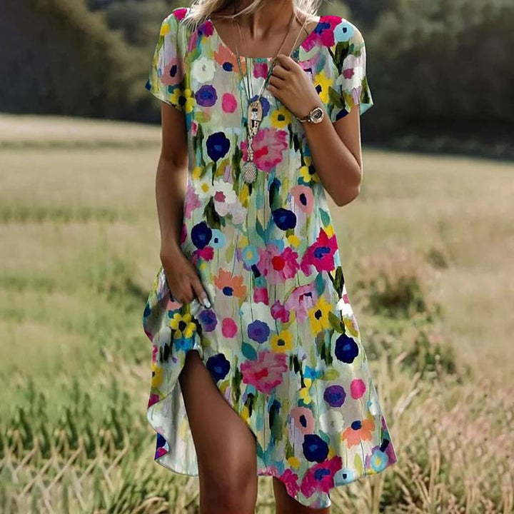 Betty - Colorful Floral Print Dress