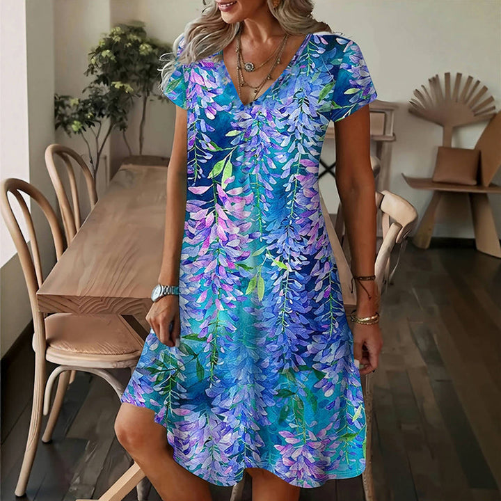 Amelia - Vintage Dress with Leaf Print