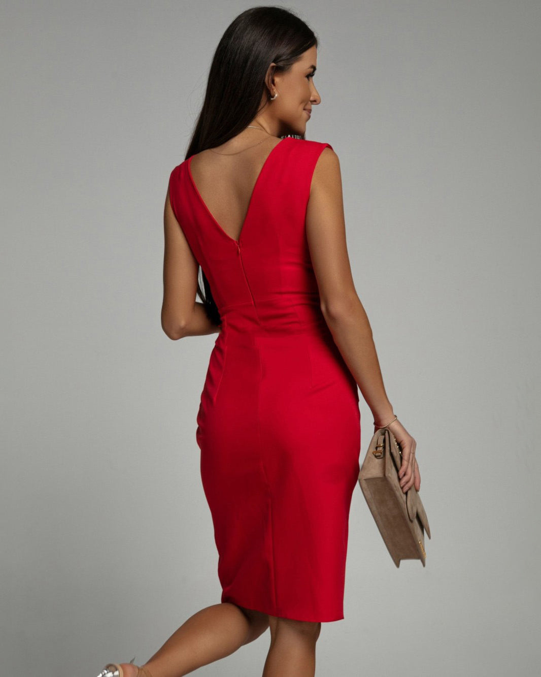 Desi | V Neck Slit Dress