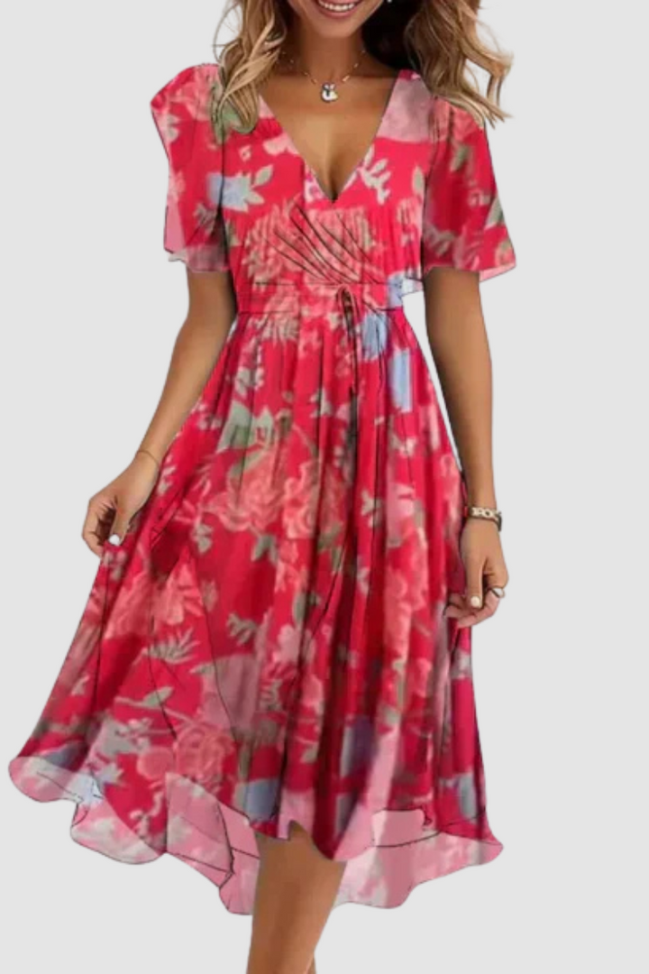 Nadia – Light Chiffon Dress with Floral Pattern