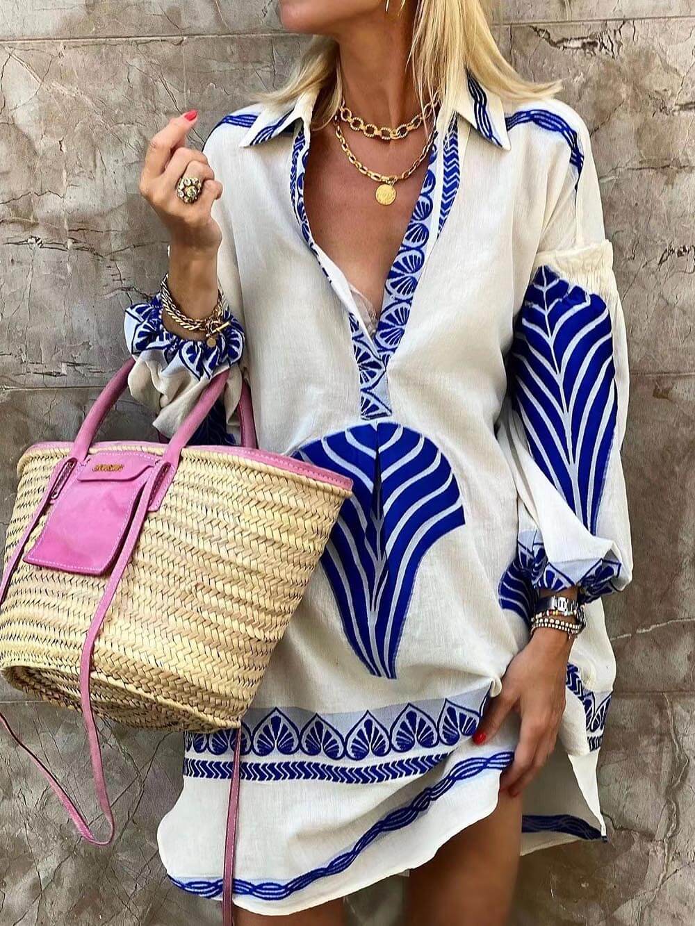 Karina - Simple Unique Print Holiday Mini Dress