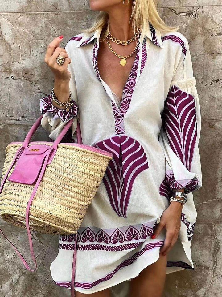 Karina - Simple Unique Print Holiday Mini Dress
