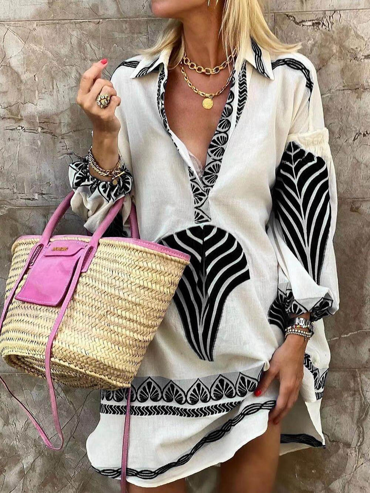 Karina - Simple Unique Print Holiday Mini Dress