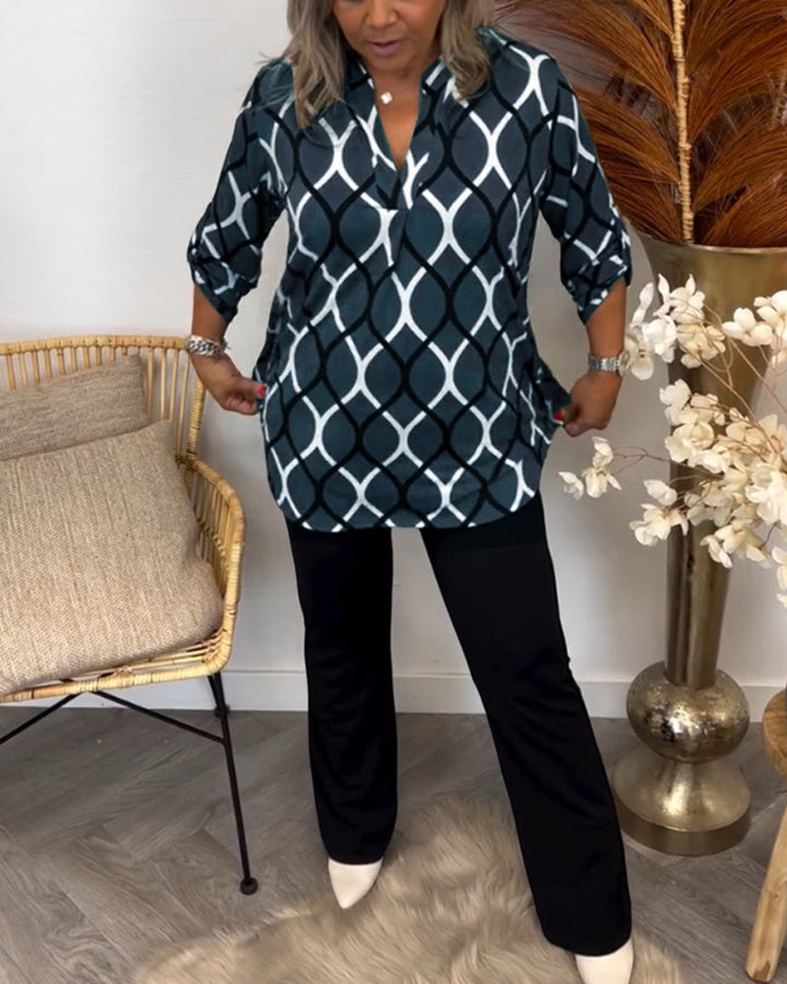 Selya™ - Geometric Print Blouse