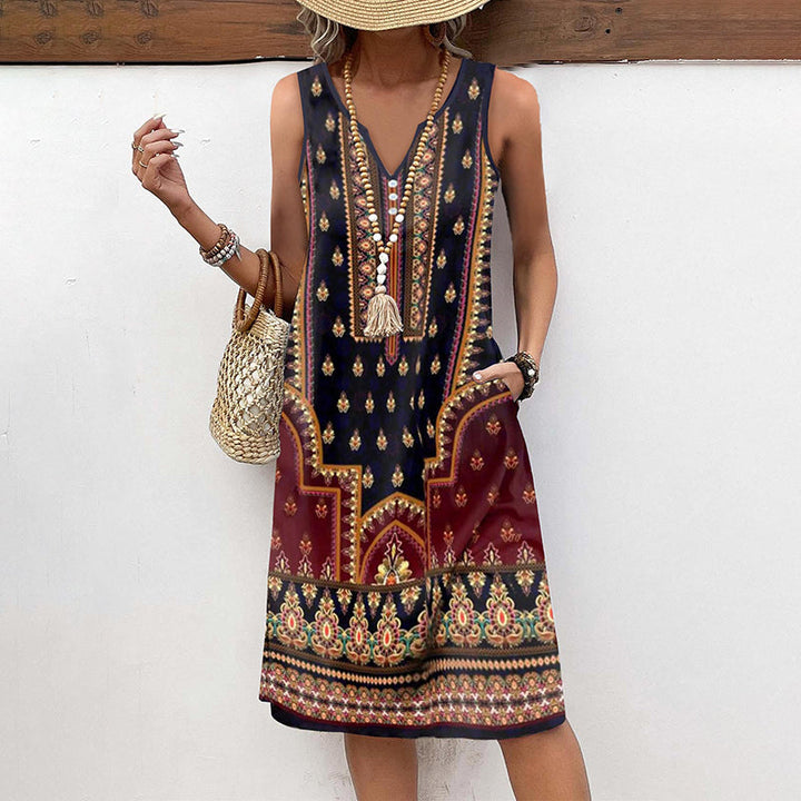 Kamala - Vintage Dress with Ethnic Print
