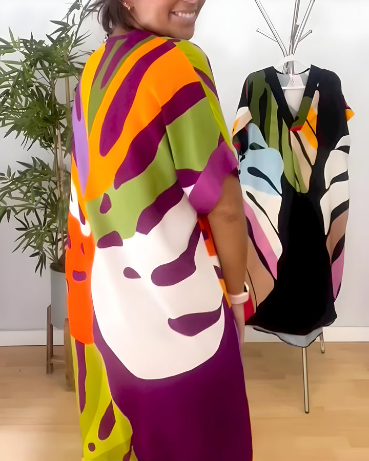 Nerissa™ – Casual Dress with Colorful Leaf Print for a Fresh and Natural Style
