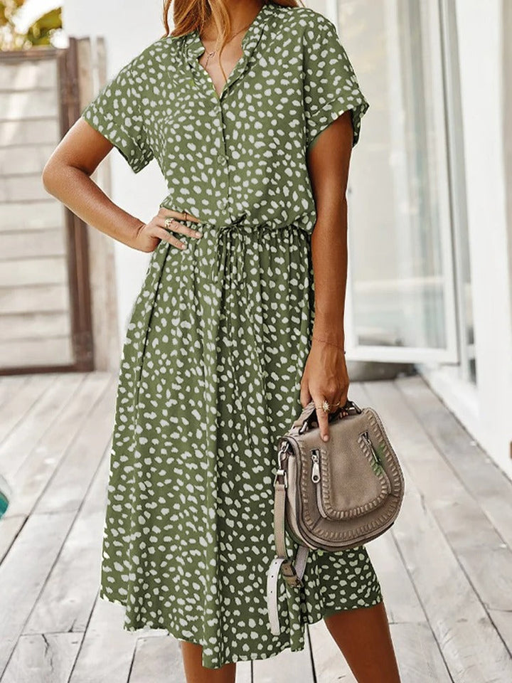 Lorvanna – Comfortable Summer Dress with Stylish Print and Short Sleeves