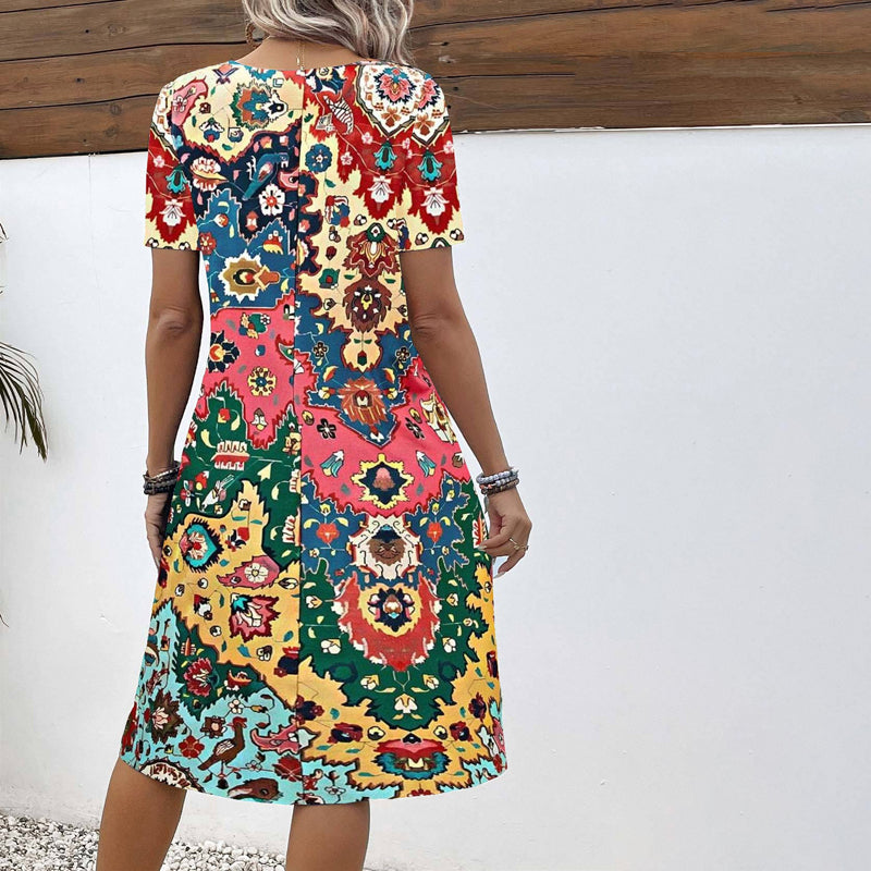 Valerie - Vintage Dress with Ethnic Print