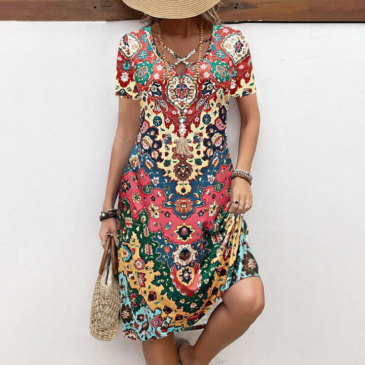 Valerie - Vintage Dress with Ethnic Print