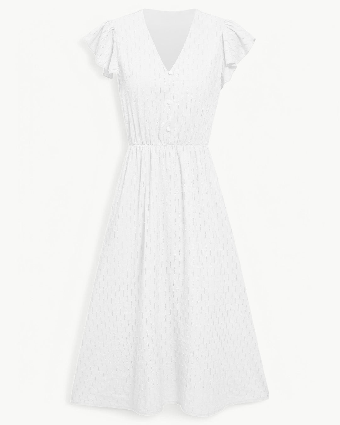 Lara™ | V-Neck Midi Dress with Ruffled Sleeves