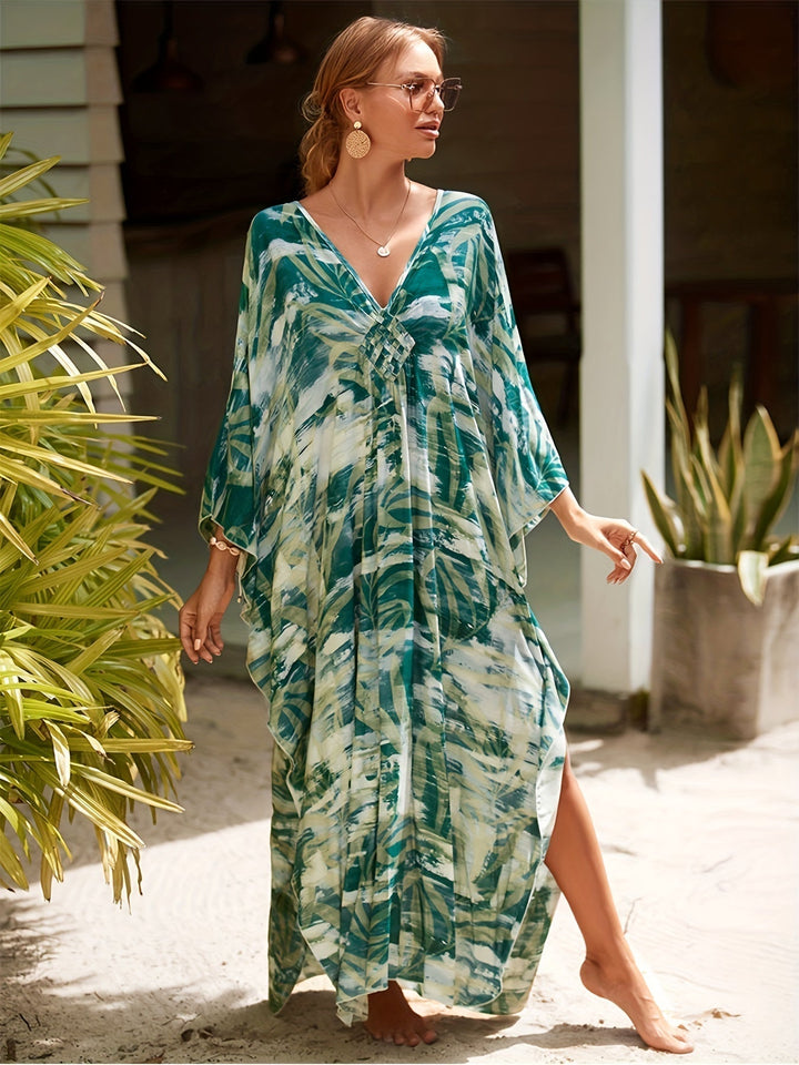Grace - Casual Batwing Printed Tropical Dress