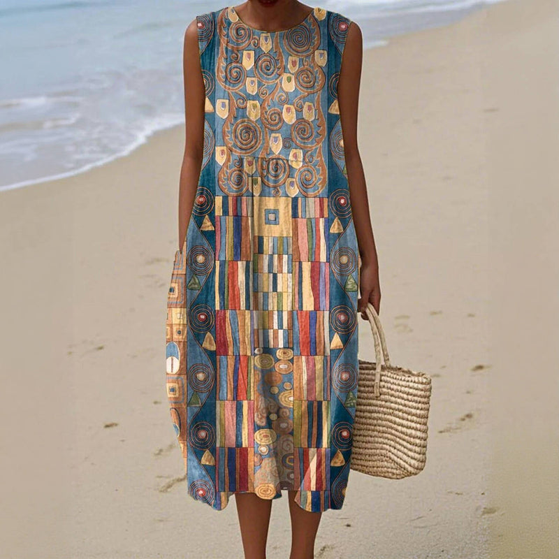 Ibiza - Colorful Geometric Print Dress