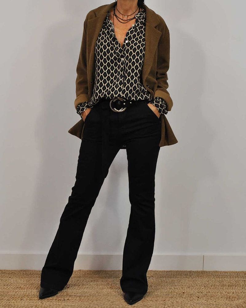 Ella - Geometric V-Neck Blouse