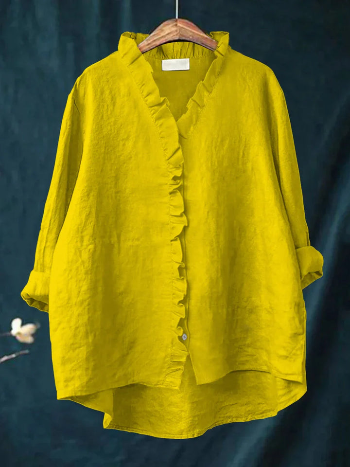 Sanela - Casual Cotton Ruffle Shirt