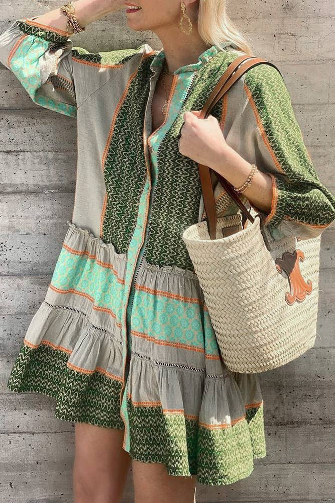 Jenelyn™ - Boho Printed Ruffle Dress