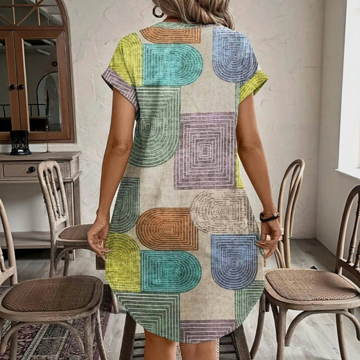 Annika - Vintage Geometric Print Dress