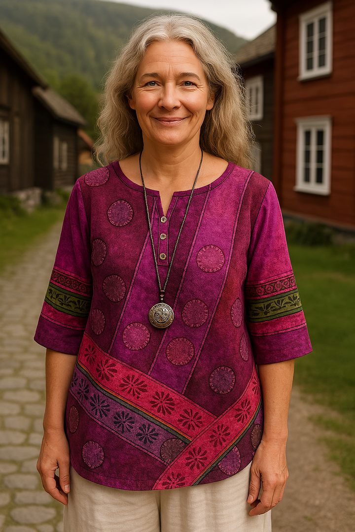 Embla | Comfortable and Colorful Top with half-length sleeves