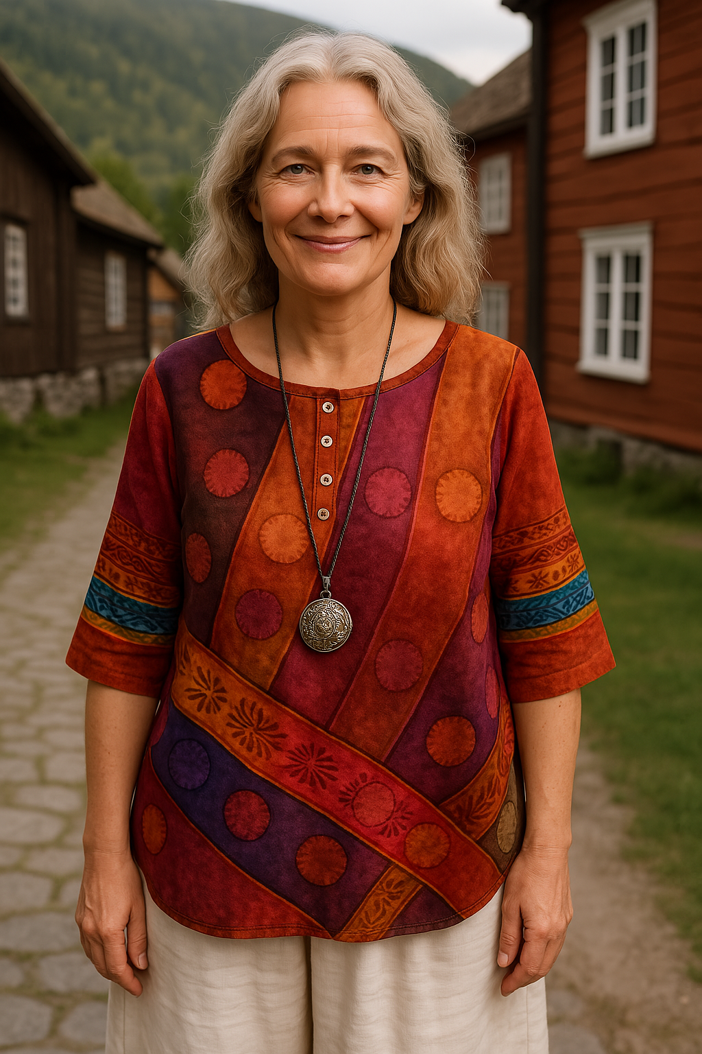 Embla | Comfortable and Colorful Top with half-length sleeves
