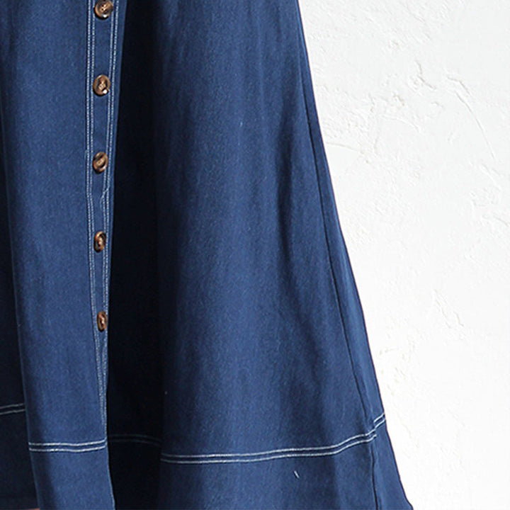 Dorevia – Elegant Denim Dress with Pockets and Button Closure