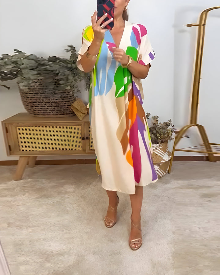 Nerissa™ – Casual Dress with Colorful Leaf Print for a Fresh and Natural Style