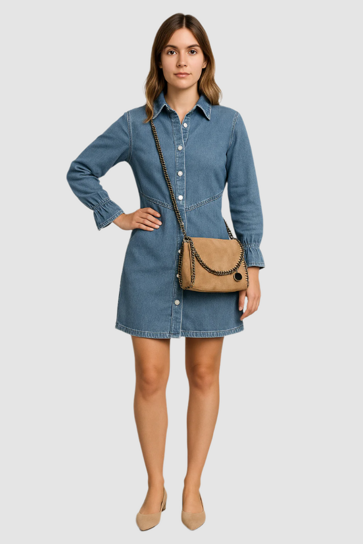 Dalia – Denim Button Closure Mini Dress