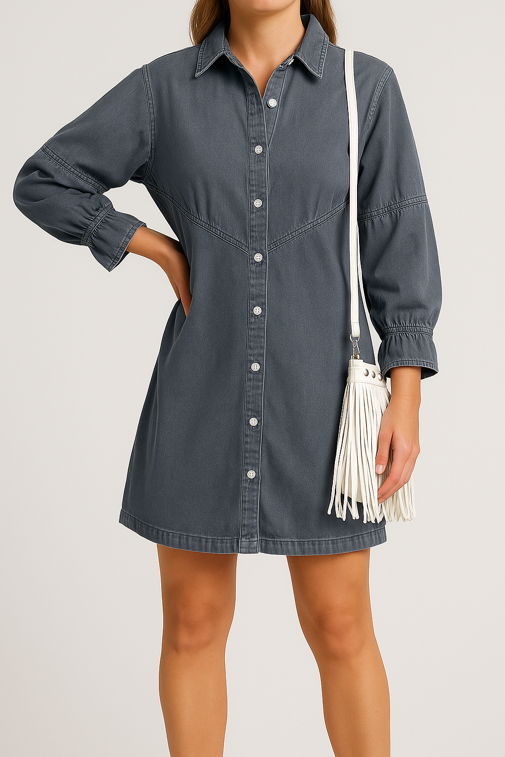 Dalia – Denim Button Closure Mini Dress