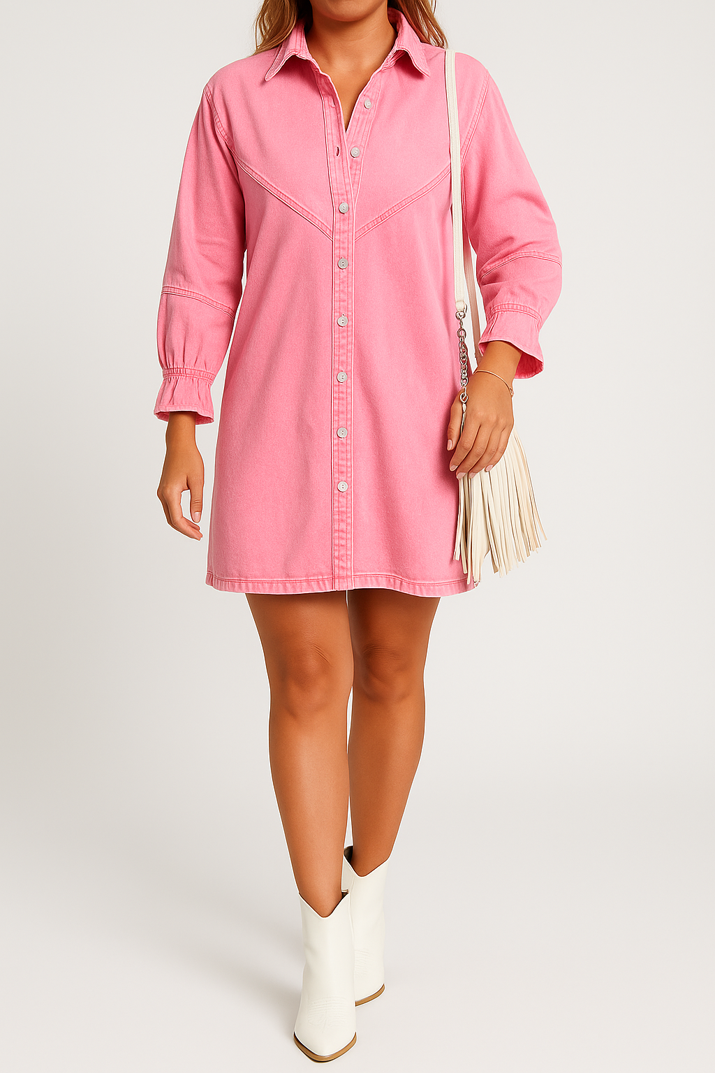 Dalia – Denim Button Closure Mini Dress