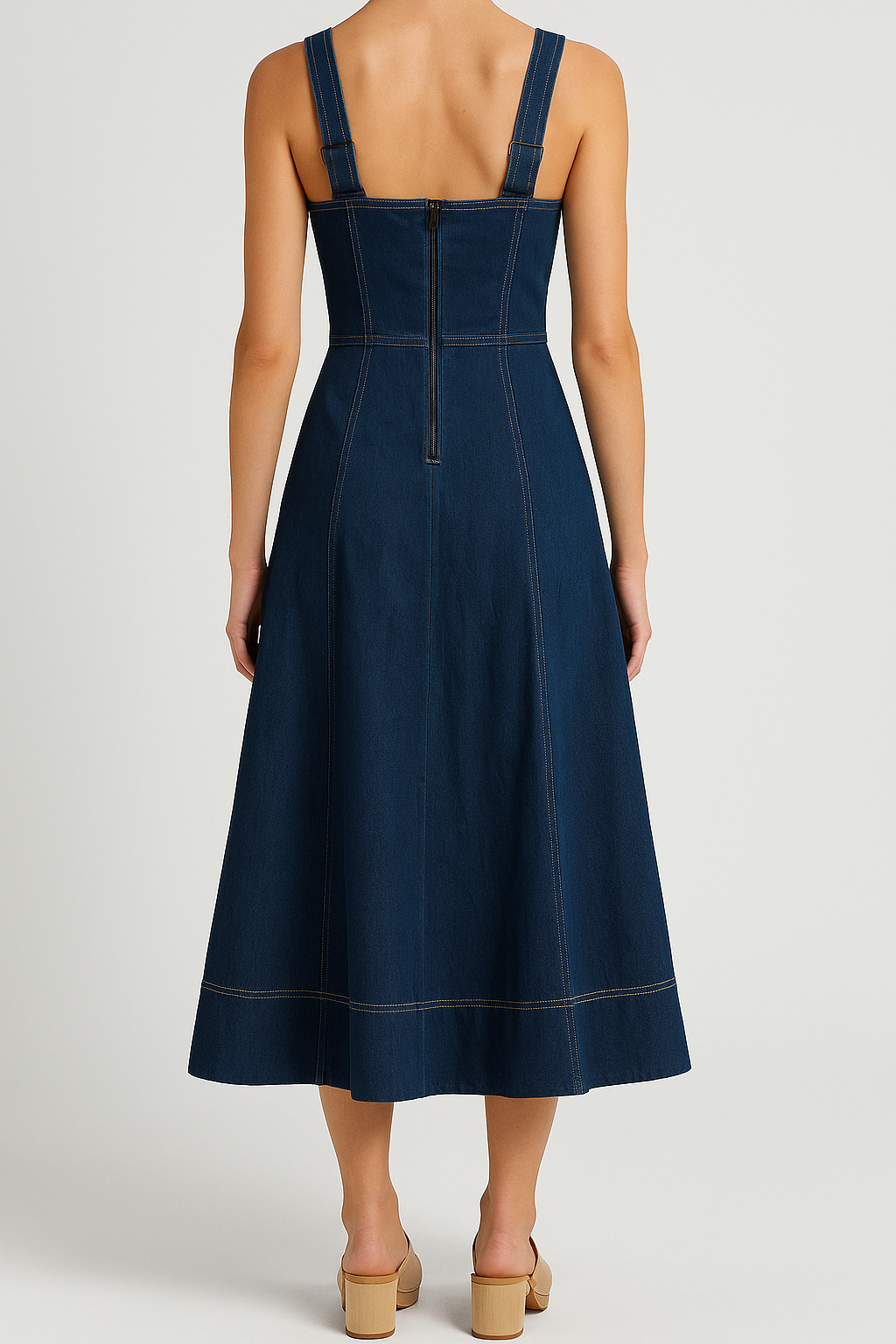 Dorevia – Elegant Denim Dress with Pockets and Button Closure