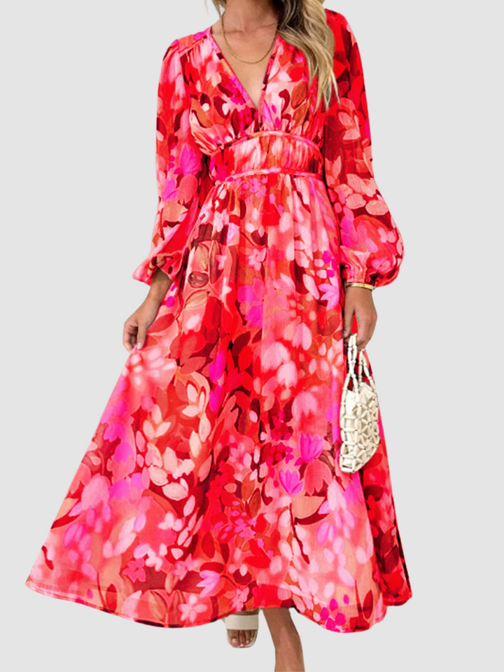 Floradia – Lightweight Floral Maxi Dress with V-Neck