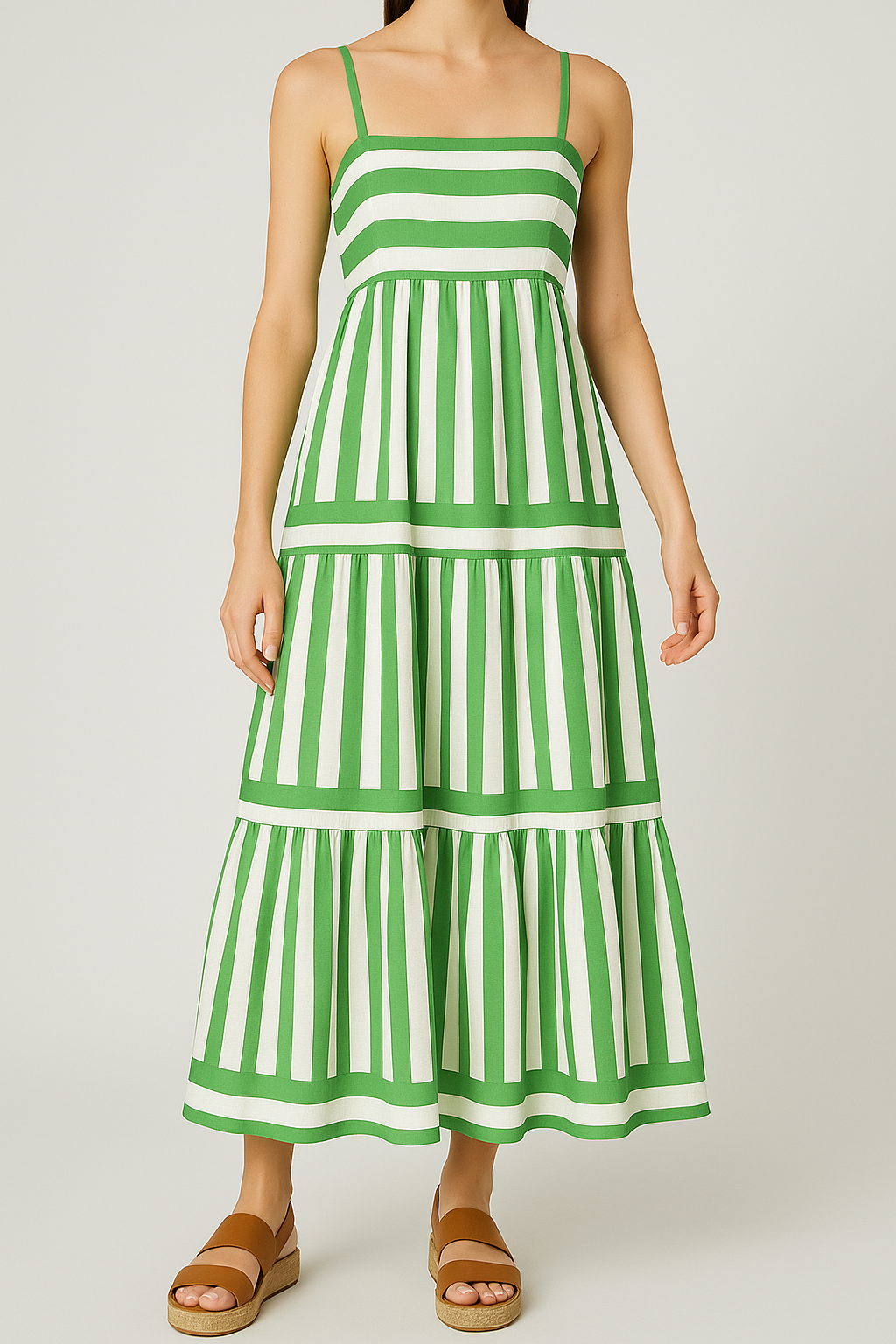 Florina – Striped Maxi Dress with Adjustable Straps