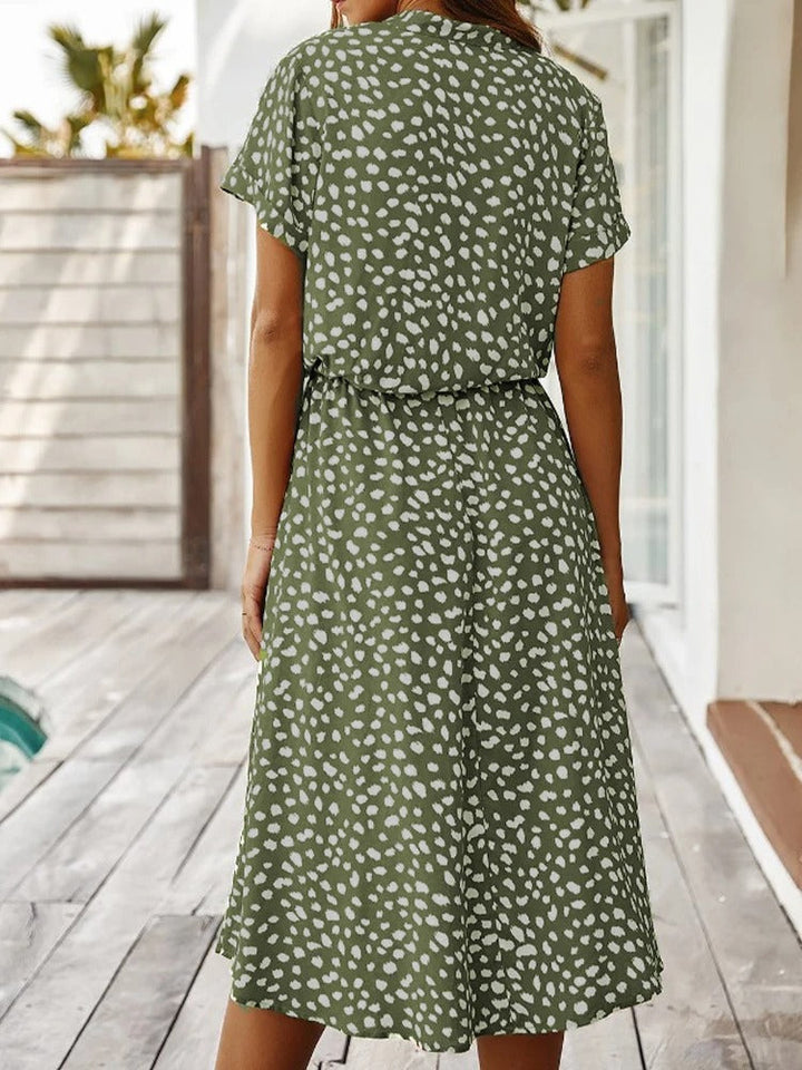 Lorvanna – Comfortable Summer Dress with Stylish Print and Short Sleeves