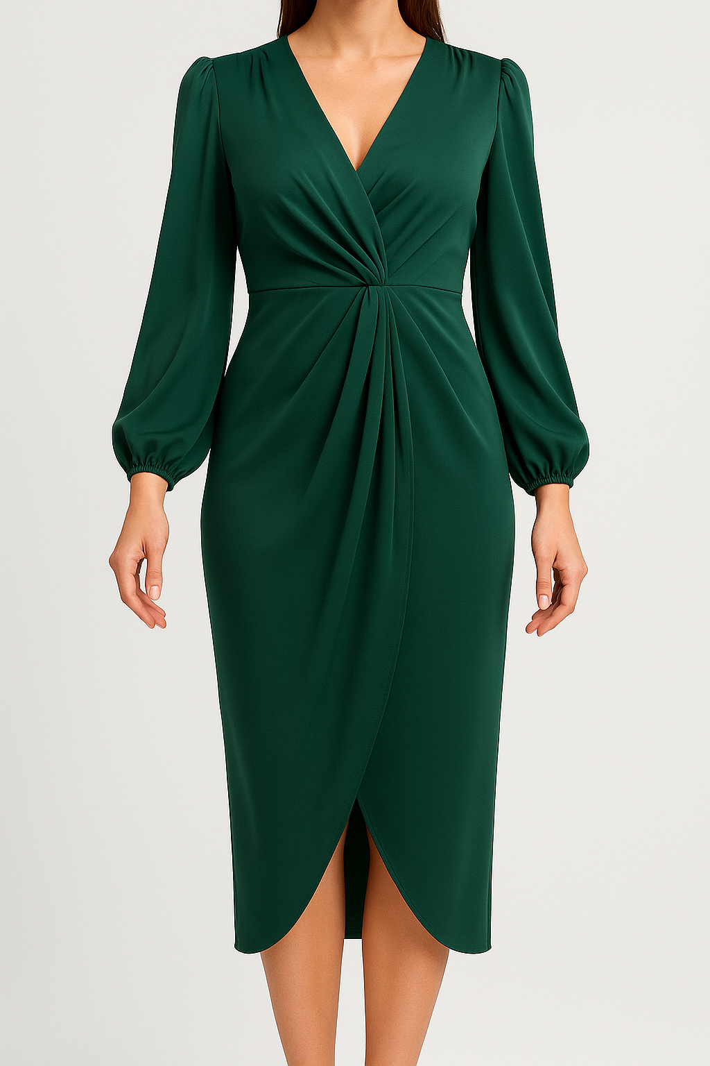 Melvara – Elegant Satin Dress with Long Sleeves and Flowy Fit