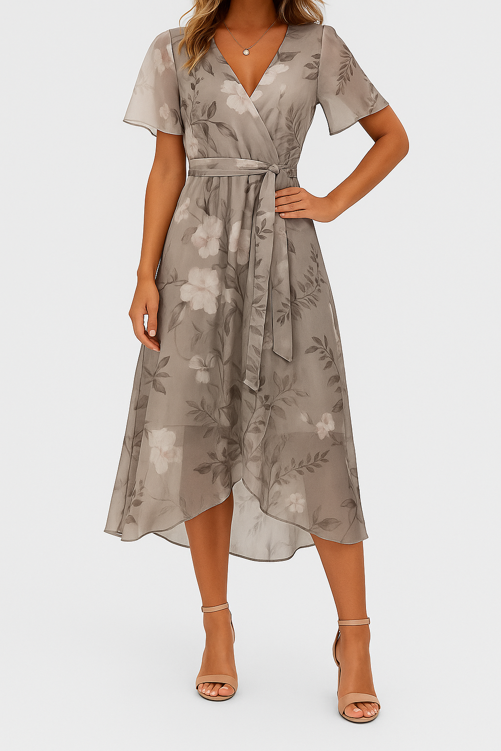 Nadia – Light Chiffon Dress with Floral Pattern