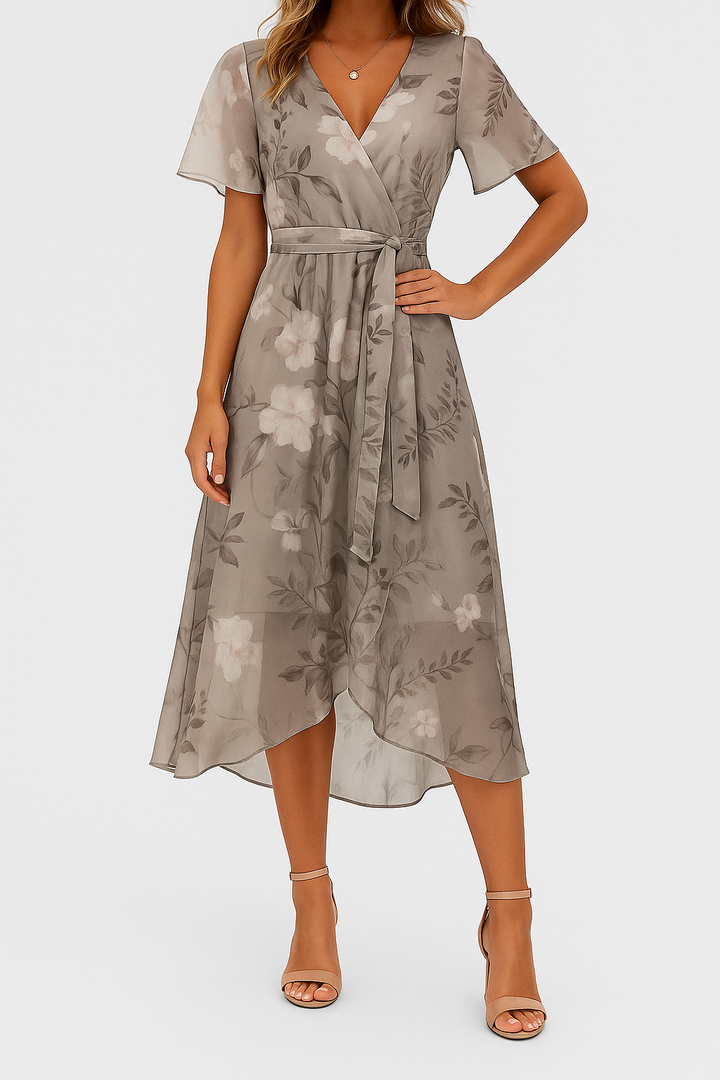 Nadia – Light Chiffon Dress with Floral Pattern