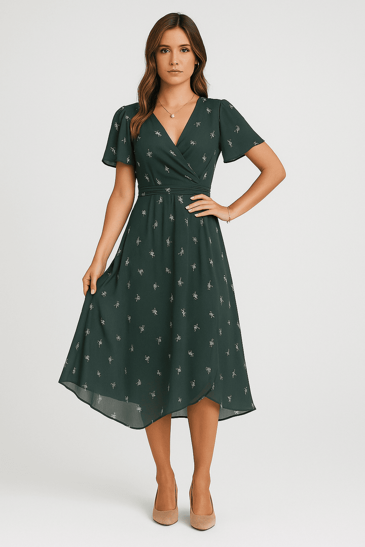Nadia – Light Chiffon Dress with Floral Pattern