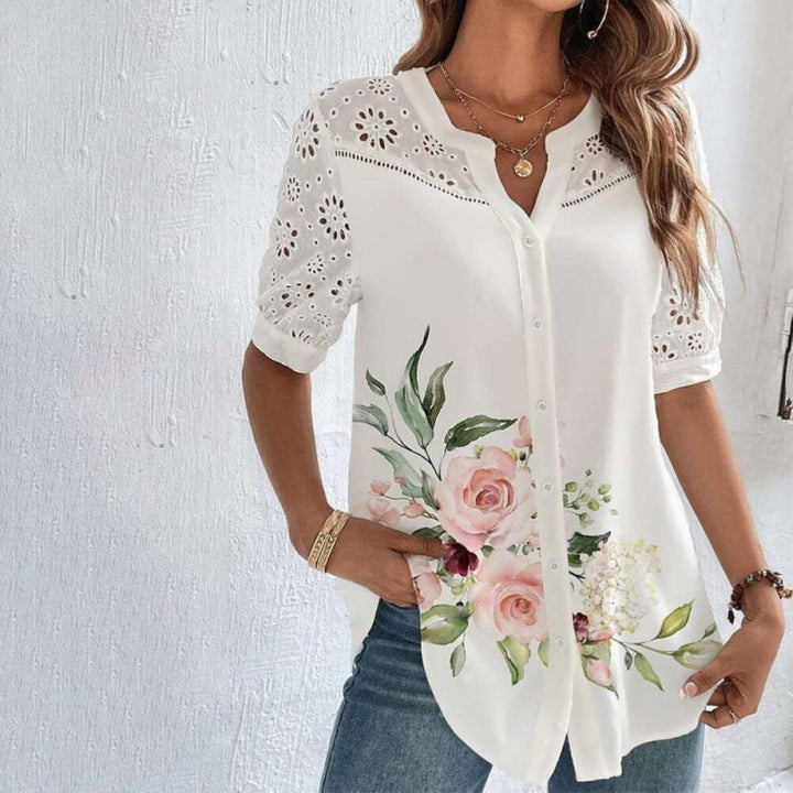 Anne – Casual Lace Printed Blouse