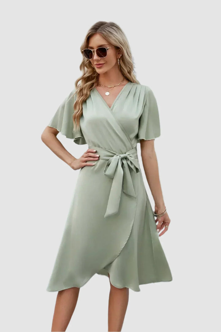 Evelora – Flowy Summer Dress with V-Neck and Viscous Fit