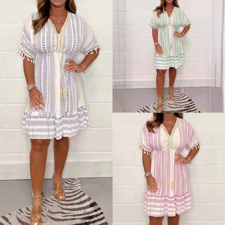 Gail™ – Vintage Boho Dress with Ethnic Print